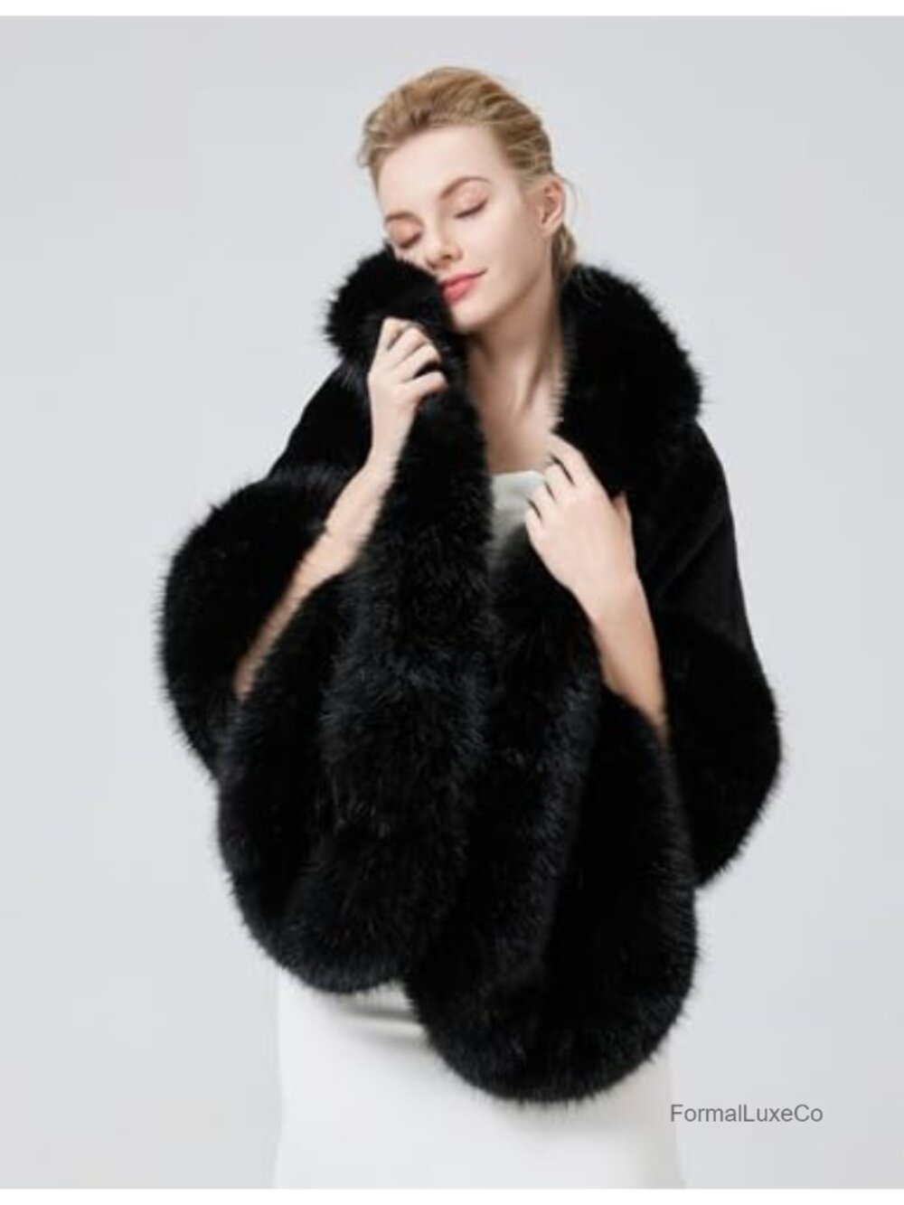 Faux Fur Shawl Wrap Stole for Bridal Wedding Bridesmaid Cape Bridal Shower - Picture 2 of 6